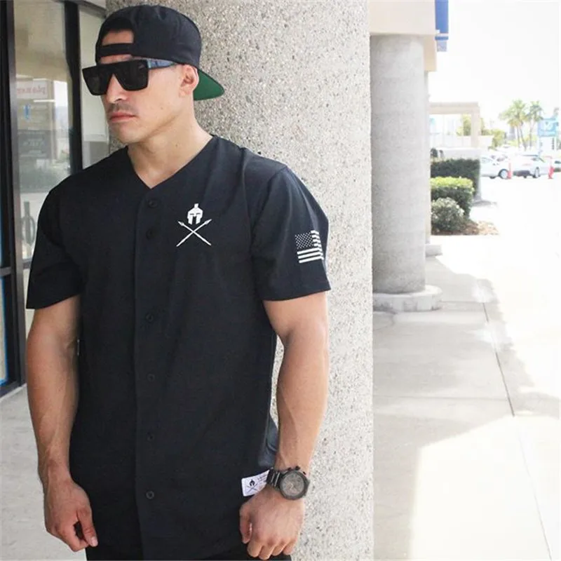 

2018 New summer men T shirt Fitness Short sleeve Shirts Cotton Casual Slim Tee tops clothing size M-XXL