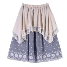 Женская юбка миди трапециевидной формы с кружевной полосой в стиле ретро с эластичной высокой талией Женская юбка на шнуровке хлопковые юбки для женщин s Y03596