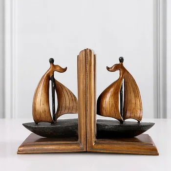 

Vintage Style Decorative Sailboat Sailing boat Sailing ship Design Resin Bookshelf Bookends 12cm(L)*17cm(H)*9cm(W)
