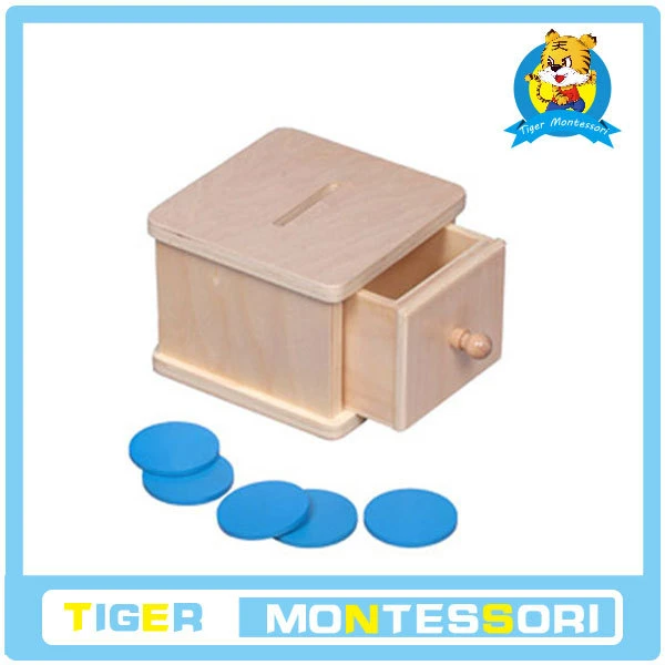 

wholesale 100%green paint wood educational toy professional montessori material Infant Coin Box I160