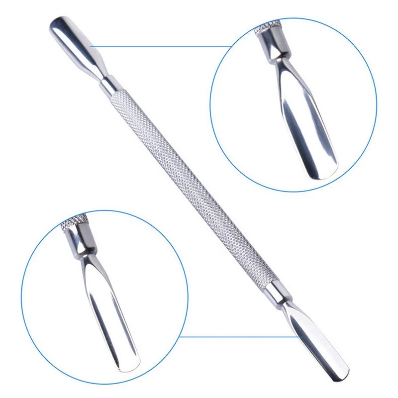 

Hot Sale 1pc Nail Cuticle Pusher Stainless Steel Nail Cuticle Remover Double Sided Finger Dead Skin Push Manicure Nail Care Tool