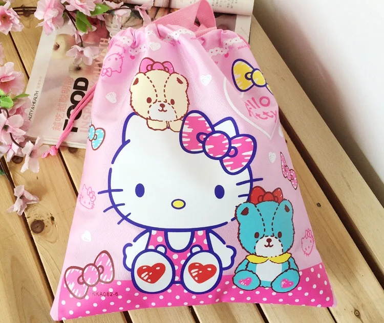 Мультфильм рисунок «Hello Kitty» мешок перемещения косметический Сумки подарок сумка украшения мешок карман для мобильного телефона drawstring