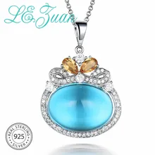L& zuan натуральный 15.6CT синие подвески с топазом для женщин натуральные цитрины ожерелья Настоящее 925 пробы серебряные ювелирные изделия подарки
