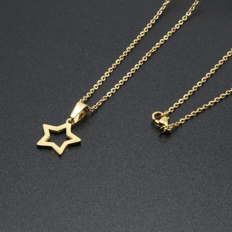 Fashion Star Pendant Necklace Short Chokers Necklace Titanium Stainless Steel 316L Jewelry For Women Girls Gold Color New 20173