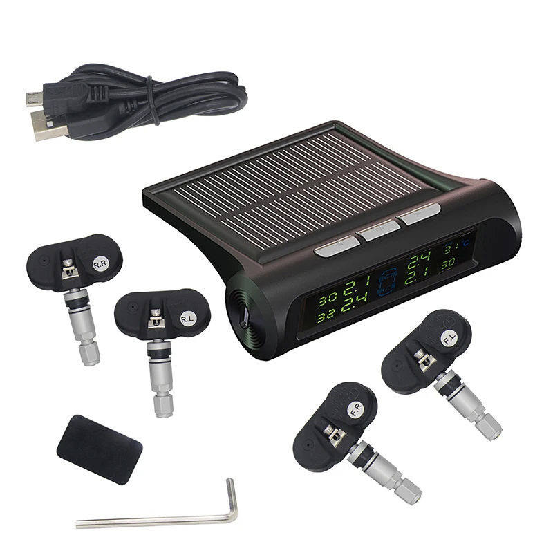 

2017 New Car Tire Pressure Monitoring Intelligent System Solar Power Wireless LED Display TPMS with 4 Internal Sensor