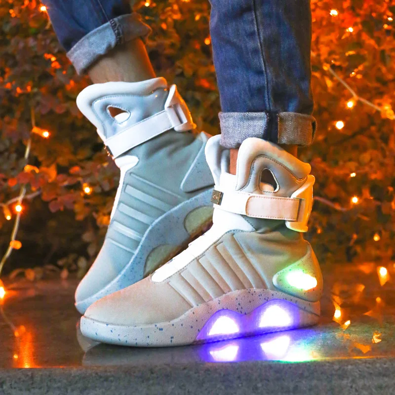2019 Movie Back To The Future Shoes Cosplay Marty Mcfly Sneakers Light Glow Shoes Rechargeable Birthday Gifts - Shoes -
