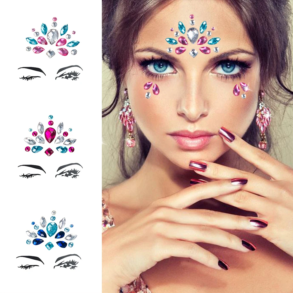 

1 Sheet Handpicked Bohemia Tribal Style 3D Crystal Sticker Face And Eye Jewels Forehead Party DIY Decor Temporary Tattoo Sticker