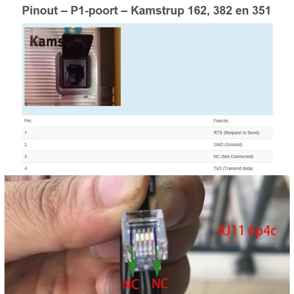 Kamstrup 162 382 en351 Slimme голландский Смарт метр P1 порт FTDI USB TTL RJ11 кабель Domoticz на Raspberry