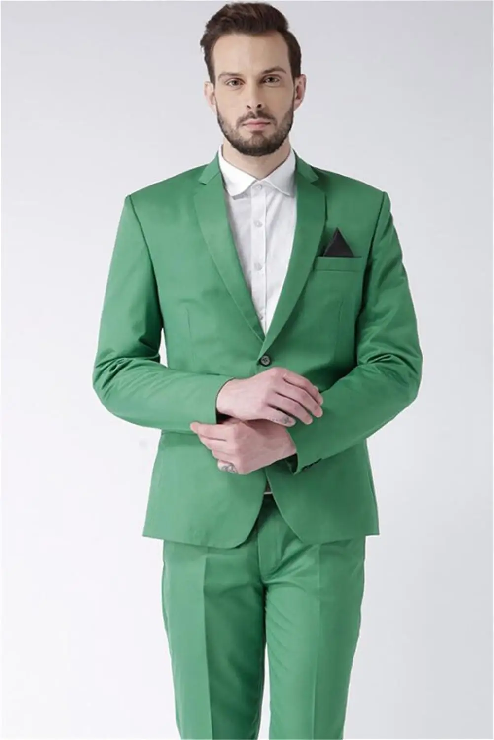 Elegant Green Wedding Men suit Notch Lapel Slim Fit Suits 2 Pieces Groomsmen Wedding Suits For Men Bridegroom(Jacket+Pants)