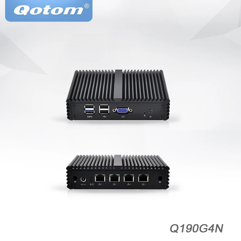 Qotom Мини ПК j1900, 4 lan pfsense межсетевой маршрутизатор тонкий клиент x86 безвентиляторный промышленный Мини компьютер