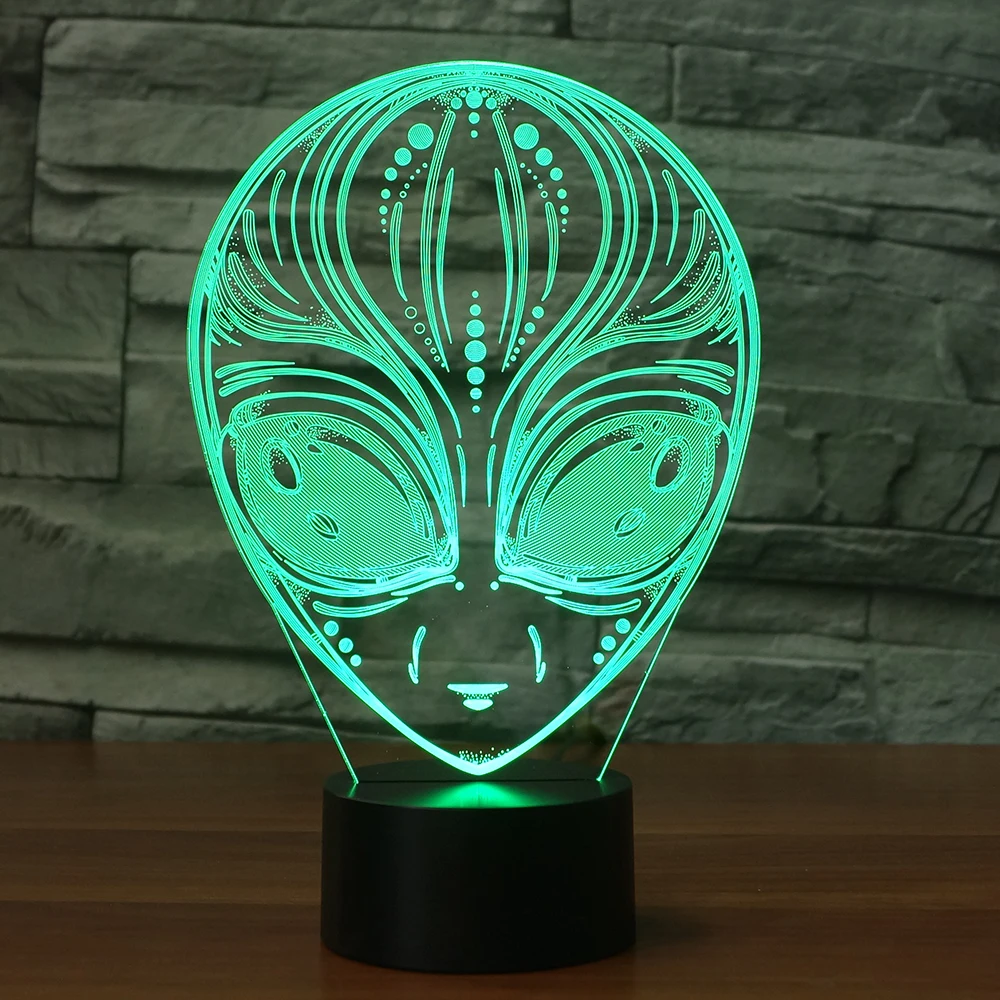 Светодиодная Ночная лампа alien face дизайн 7 цветов сенсорный выключатель с USB