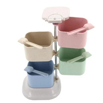 

Sweettreats Creative Wheat Straw Condiment Kit Tool Seasoning Box Spice Jar Have Spoon Seasoning Tank Four Grid Rotatable