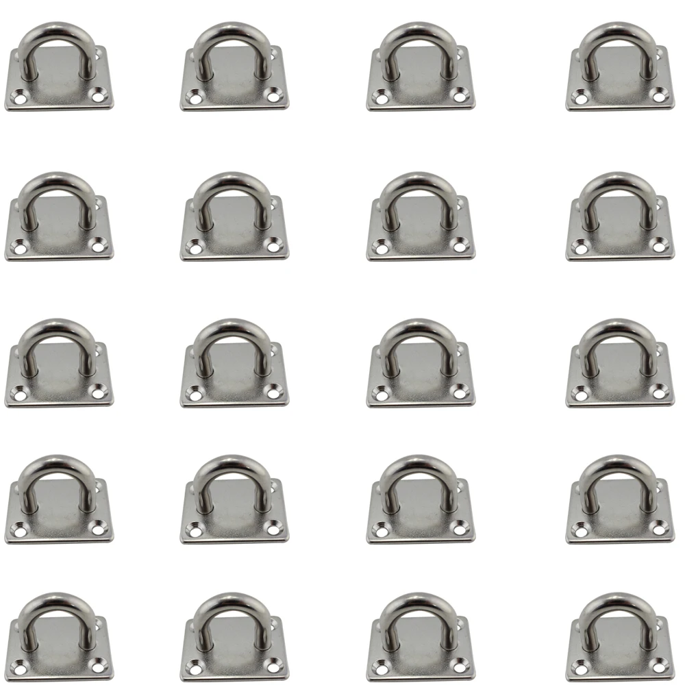 Heavy Duty 316 Stainless Steel Pad Eye Plates 5mm Rectange Boat Pad Eye Plate Shade Sail Hardware Kits Door Widow Fittings 20pcs 6pcs set sun shade sail stainless steel hardware installation kit