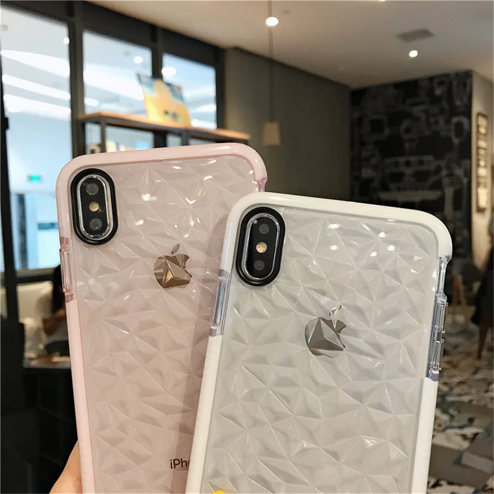 N1986N Телефон чехол для iPhone 6 6s 7 8 Plus X XR XS Max Мода 3D Алмазная текстура прозрачный мягкий ТПУ противоударный для iPhone X