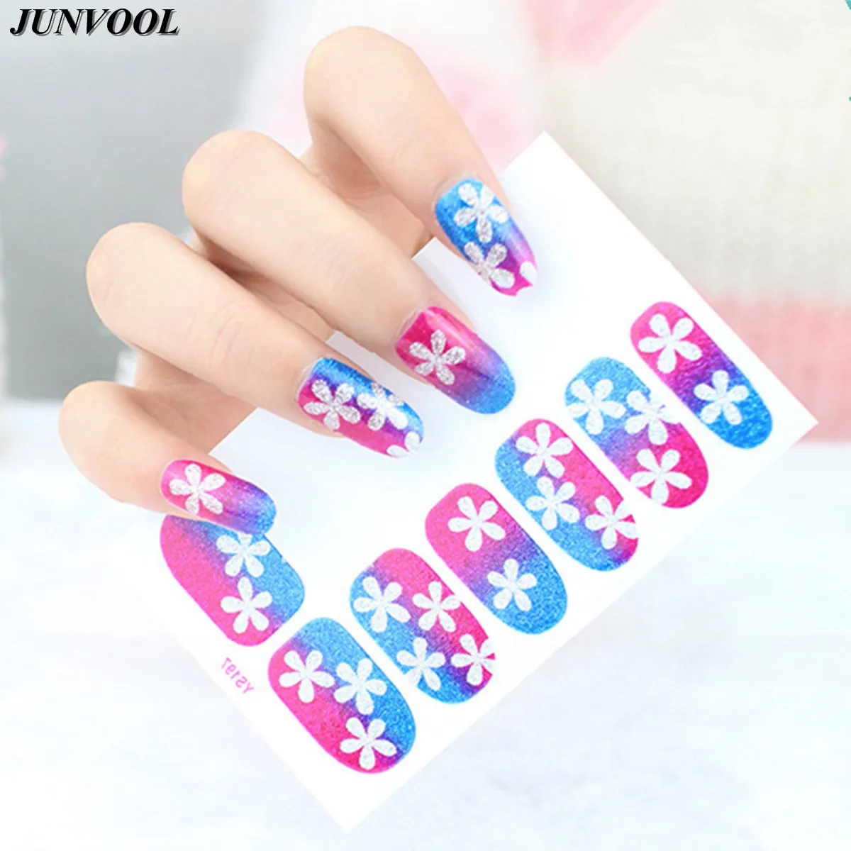 1pcs Nails Art Stickers Flower Style Snowflake Nail Wraps Sticker