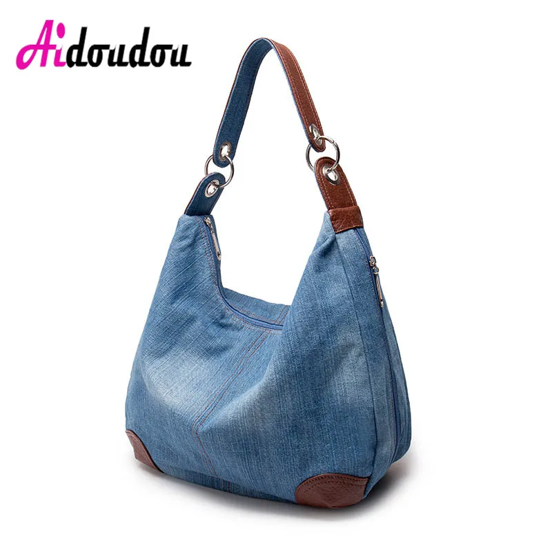 

Jean Handbags Large Women Bag Big Hobo Purses Ladies Hand bags Jean Shopper Tote Luxury Designer Shouder Bag M1401WM