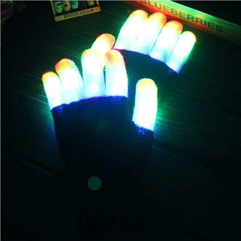 1pcs Light-Up Toys LED Rave Flashing Gloves Glow In The Dark Toys Light Up Finger Tip Lighting Gloves Party Toys For Children