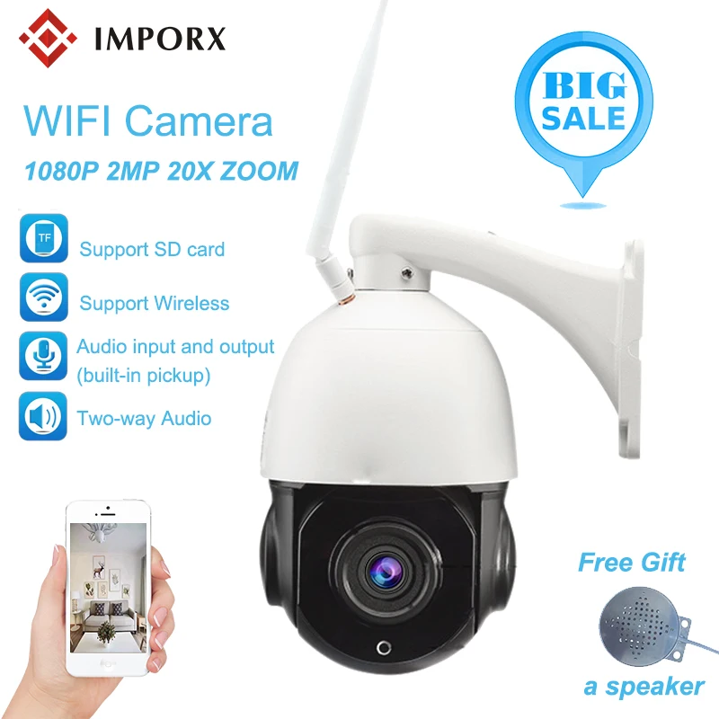 

1080P 2MP Wireless PTZ IP Camera WIFI 20X Zoom Mini Speed Dome Camera Outdoor IR Night Vision P2P CCTV Security Camera Onvif