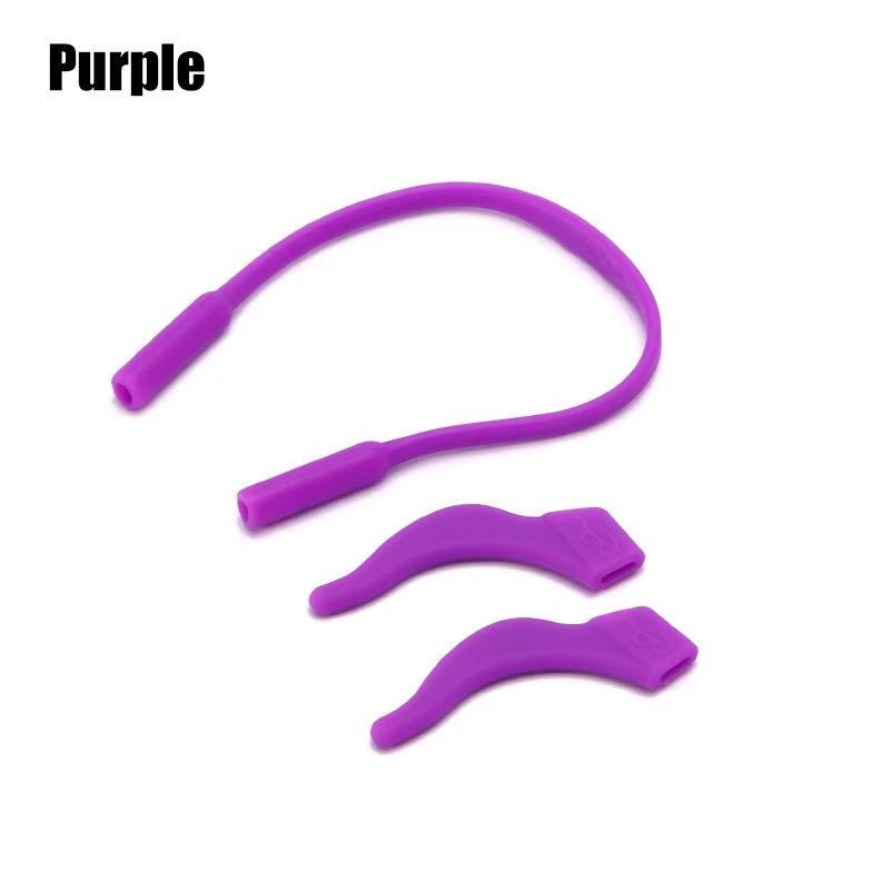 SOOLALA 3 комплекта гибкие детские противоскользящие очки веревка с противоскользящим ушным крючком s держатель силиконовый ушной крючок спортивные очки веревка - Цвет: Purple
