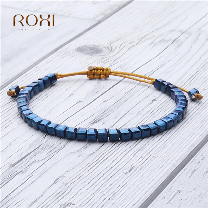 Квадратные хрустальные бусины Браслеты и браслеты Эластичный Bijoux Браслеты mujer очаровательные Браслеты для Для женщин браслет Модные украшения Z4