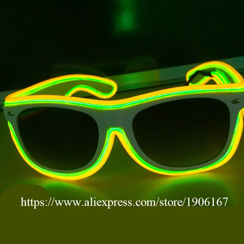 Fashion LED EL Wire Glasses Glow In The Dark Sunglasses Helloween Concert Party led flashing Glasses Eyewear12