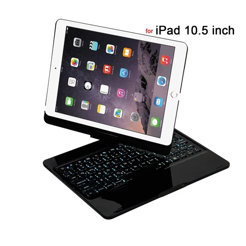 360 градусов смарт-клавиатура для iPad Pro 10,5 алюминиевый с Подсветкой Bluetooth беспроводная клавиатура-чехол для iPad 10,5 A1701 A1709 - Цвет: black