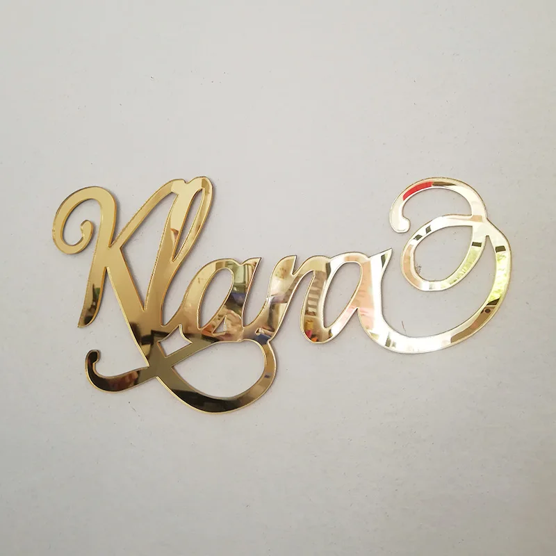 Mirror Gold Name Sign Personalized Acrylic Name Wedding Signs Party Decor Backdrop Hanger
