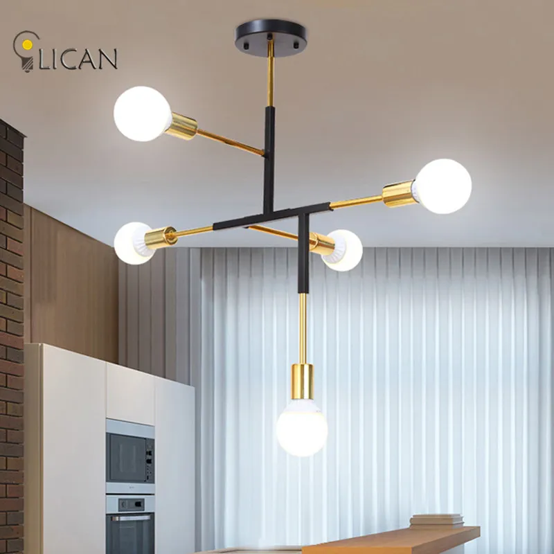 

Nordic Ceiling Rod Chandeliers Luminaire Lamparas de techo Bulb metal Chandeliers Light fixtures For Living Bedroom home decor