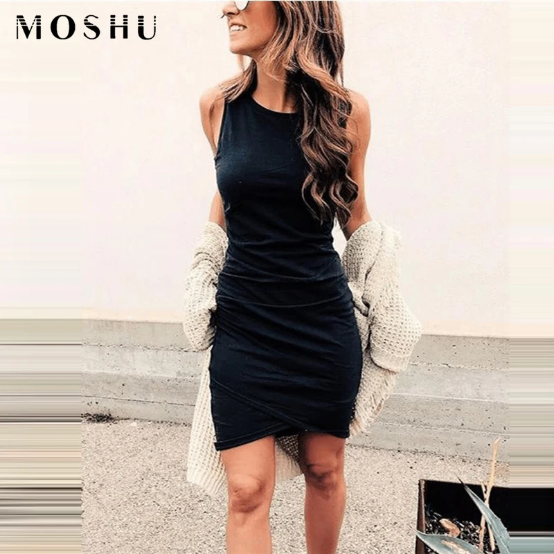 

Summer Sundress Sexy Dresses Women Bodycon Vestido Mini Dress Sleeveless Irregular Hem Casual Plus Size Robe Femme 2019