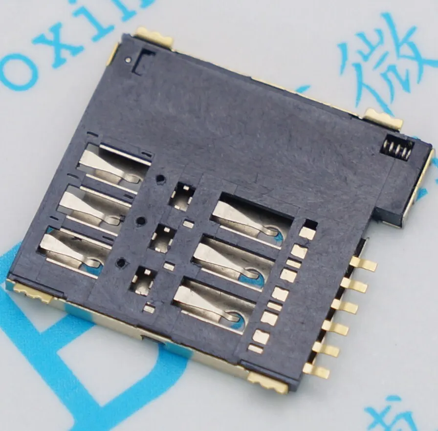 10/50/100pcs 6P Micro SIM card adapter Push and Self-elastic for PCB design and phones High quality soldering gold-plated