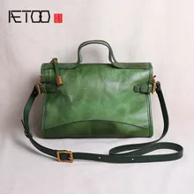AETOO Original handmade handbags small bags retro vegetable tanned leather shoulder diagonal first layer leather personality art