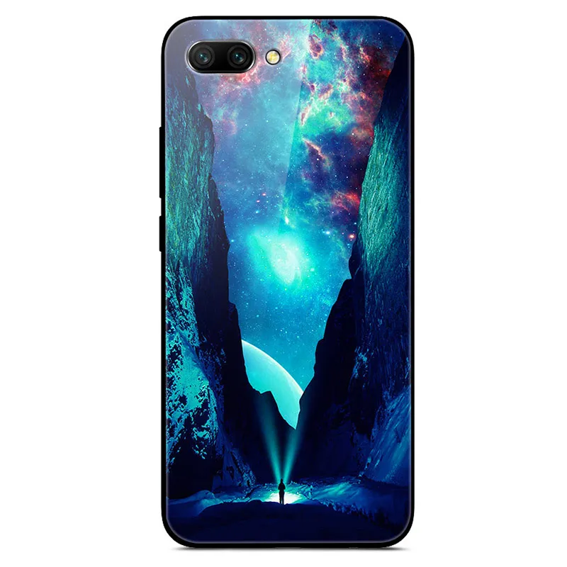 67 Для huawei honor 10 Чехол чехол из закаленного стекла для телефона Space Moon Woft черный силиконовый бампер чехол для huawei honor 10 honor 10 5,99" - Цвет: 67
