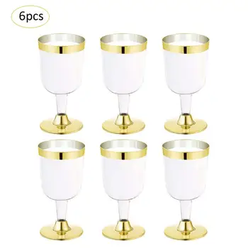 

6PCS 190ML Disposable Wine Glass Goblet Juice Cups For Wine Glass Ice Cream Wedding Toasting Champagne Flutes Party Drink Cup