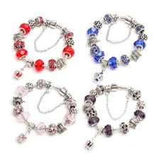 

Vintage Royal Crown Crystal Love Charm Bracelet Women Snake Chain Bracelet Female Jewelry