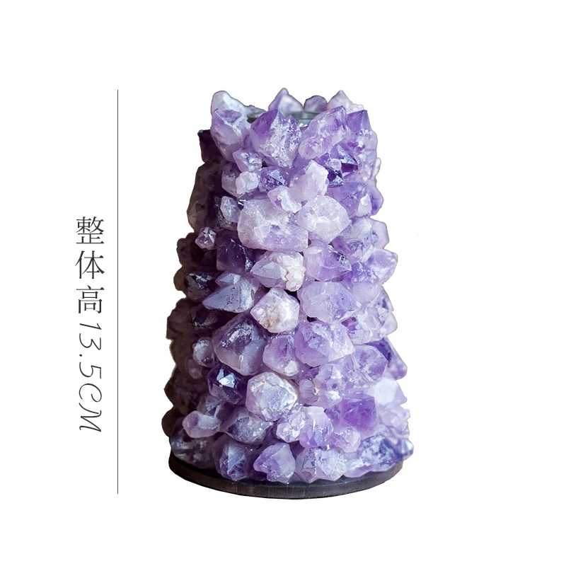 Natural Amethyst Candlestick yellow-green fluorite agate decorative ornaments energy geomantic omen gifts crystal candle holder - Цвет: H