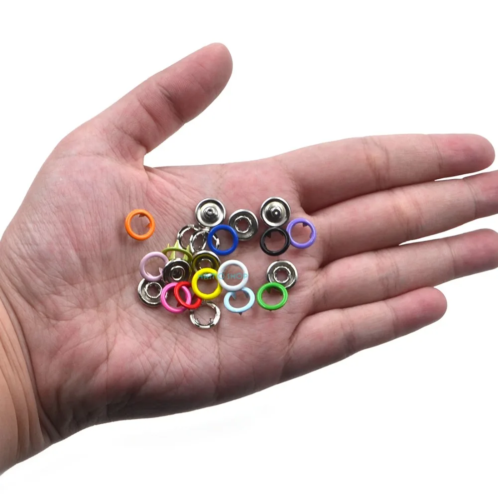 50 шт. 9,5 мм микс 13 цветов Полые кнопки зубчатые пряжки металлические+ 1 шт. клямерная Кнопка инструменты
