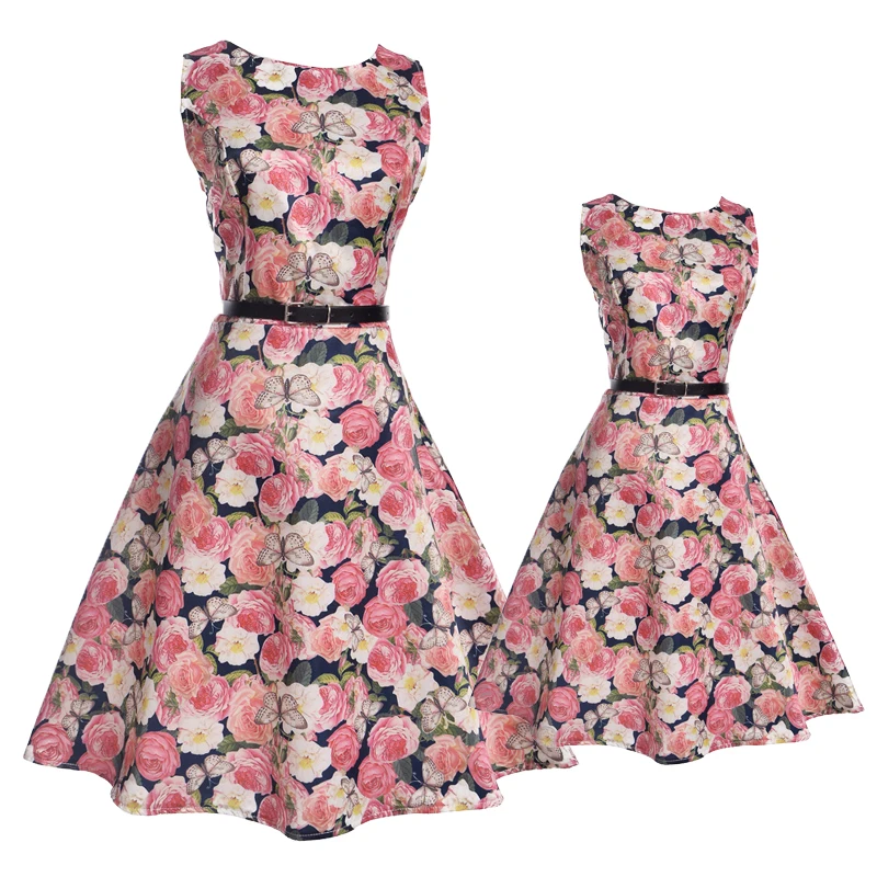 

Matching Mother Daughter Dresses Clothes Family Matching Clothes Teenage Girls Dresses Flower Print Vintage Mom Daughter Dress