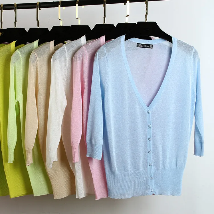 2017 Ice Silk seven short sleeved summer cardigan sweater