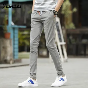 

#7527 Summer 2018 Thin Casual Pants men Korean Fashion Pencil pants Cotton Elastic waist Teens Men trousers Cotton pantalon