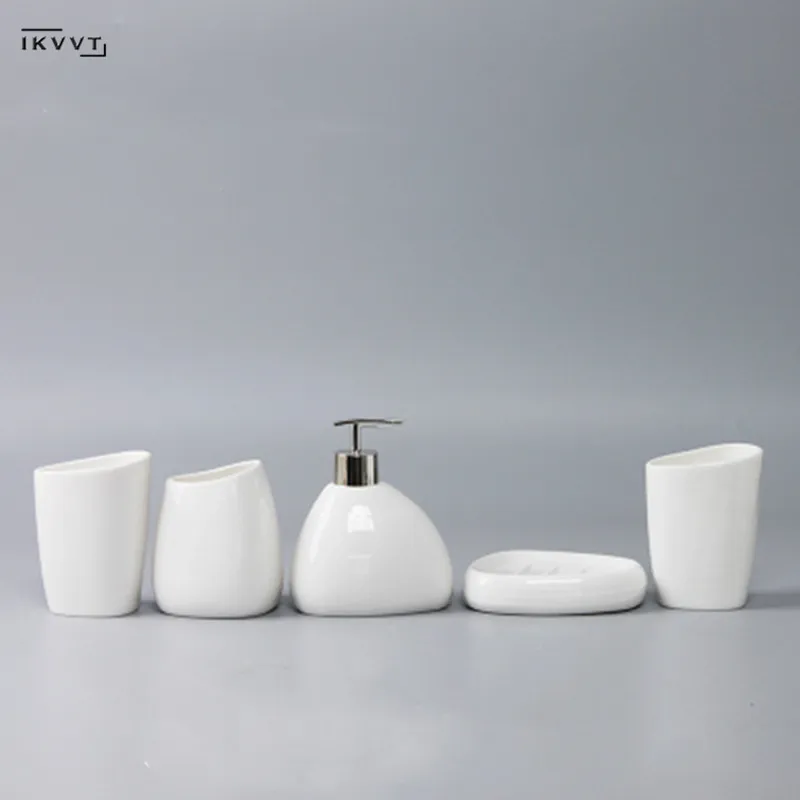 Керамический набор аксессуаров для ванной комнаты, диспенсер для мыла/держатель для зубной щетки/стакан/мыльница ватный тампон ароматерапия Товары для ванной комнаты