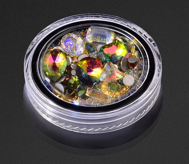 1 коробка разноцветные стразы 3D металлические заклепки бриллианты акриловые хрустальные камни для дизайна ногтей украшения маникюрные инструменты