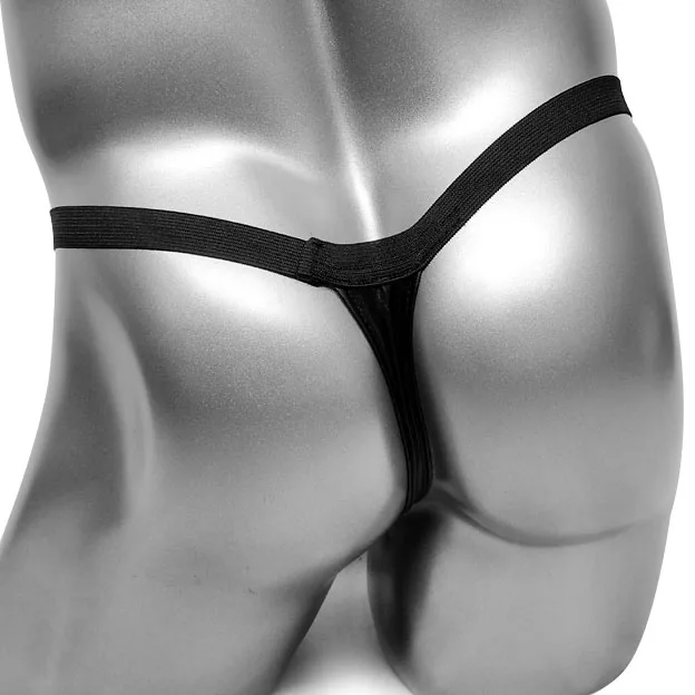 Sexy Me's Faux Leather Penis Pouch With Front Chain G-String Thong Fetish Underwear Erotic Show Night Club Lingerie Panties