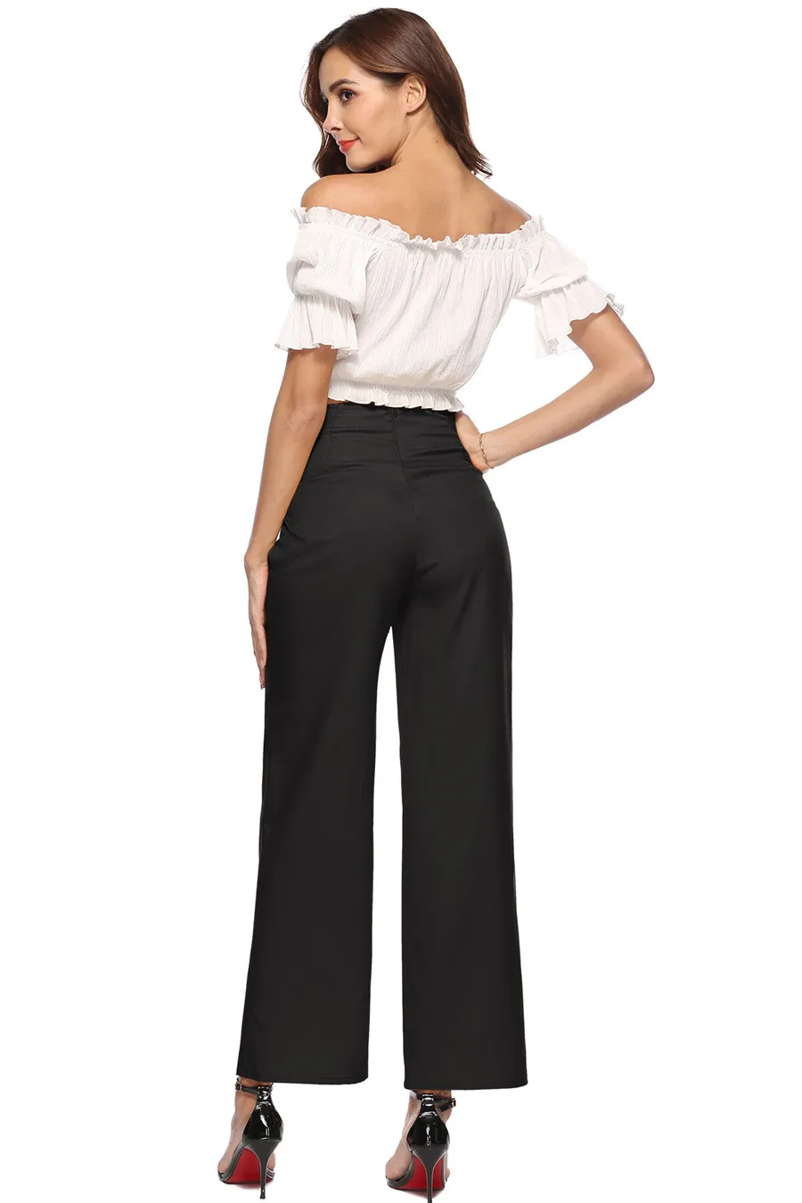 Gladiolus Fashion Streetwear 2019 Pants Women Lace Up Mid Waist Solid Color Wide Leg Long Pants Casual Spring Trousers Women (18)