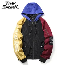 Casual Windbreaker Jackets Men Pullover Color Block Patchwork Stand Collar Zip Up Track Jacket 2018 Spring New HipHop Streetwear