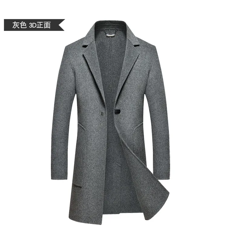 Batmo new arrival winter high quality double side wool casual black trench coat men,men's long winter coat 85839