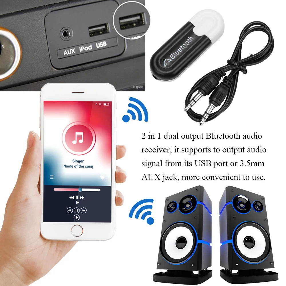 Купить 2 в 1 3, 5 мм джек и USB Bluetooth автомобильный комплект ...