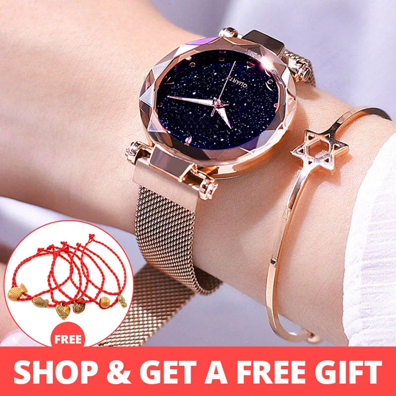 

Luxury Women Watches 2019 Ladies Magnetic Starry Sky Watch Top Brand Rhinestone Female Quartz Wristwatches relogio feminino
