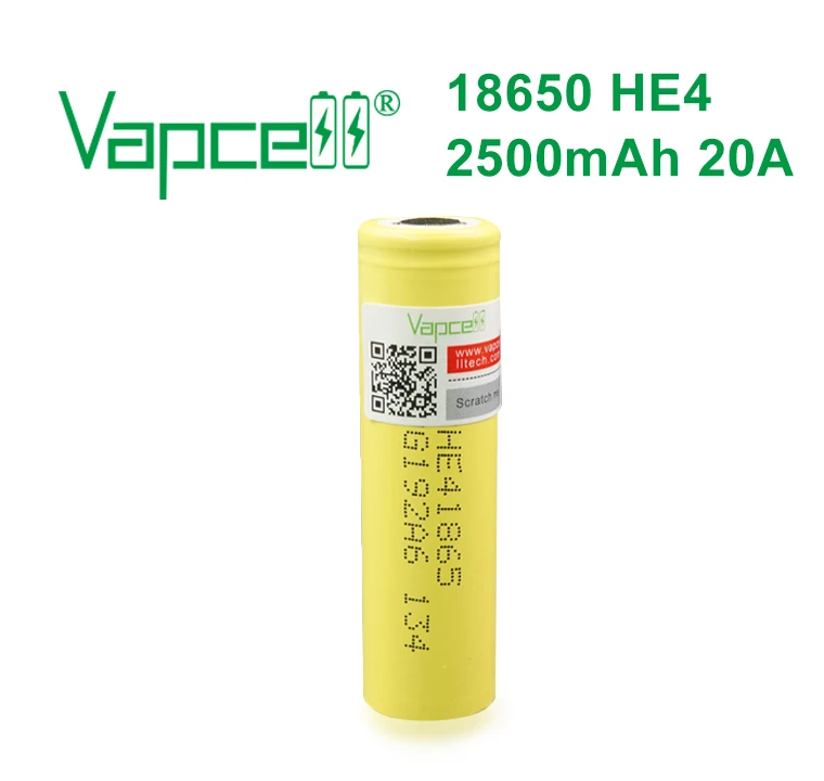 Vapcell 18650 батарея 2500 mAh 20A 3 7 V разрядка литий-ионная аккумуляторная HE4 батареи