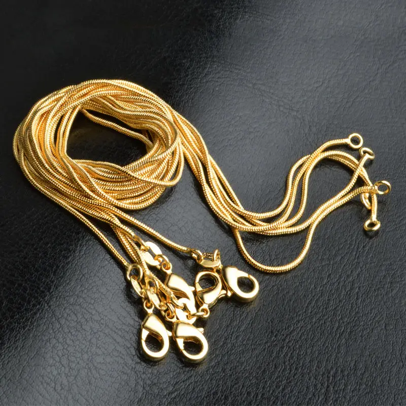Wholesale 1pcs Fashion Gold Plated Necklace Chains 1mm Snake Chain Necklace 16 30 Pick Length X207