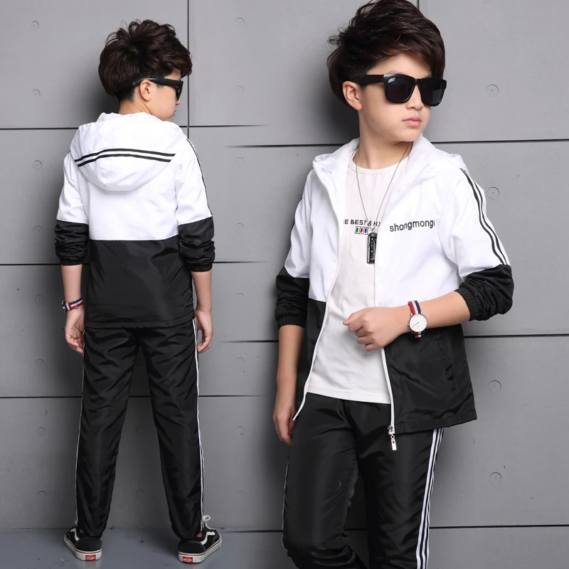 Boys Clothes Children Toddler Autumn Fall Outfits Boutique Kids Clothing Set Patchwork Windbreaker+ Pants 3 to 14 Years